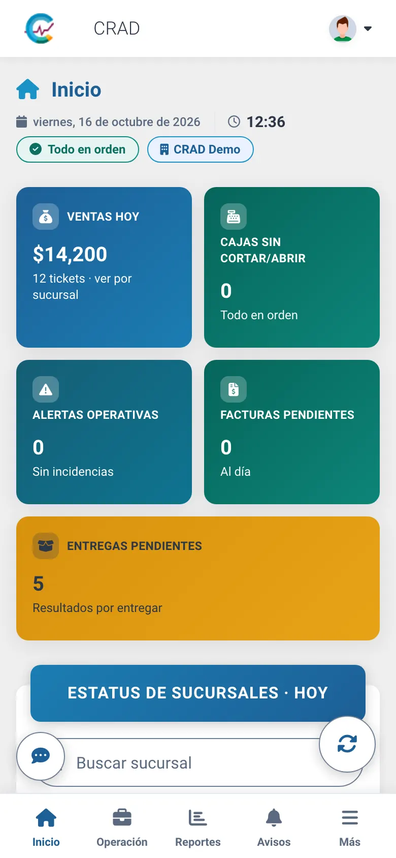 El mismo Inicio en el teléfono, con la barra de navegación abajo
