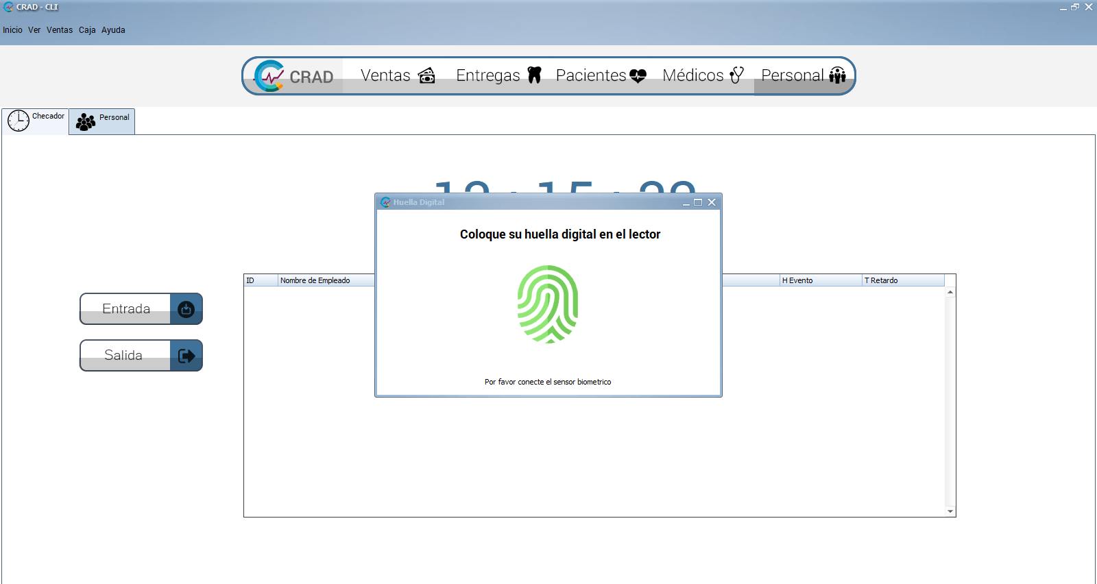módulo de checador biometrico para personal CRAD